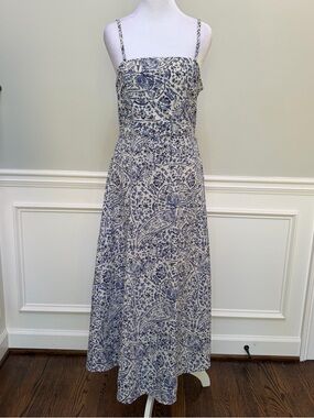 THML EUC Blue and White Printed Floral Paisley Maxi Dress M